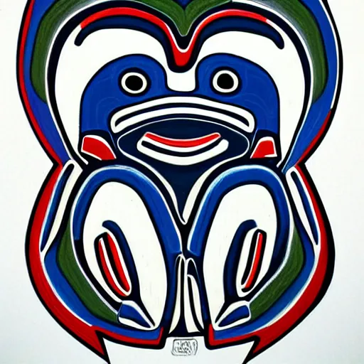 Prompt: whale in style of haida gwaii, pacific northwest, native american art, clean