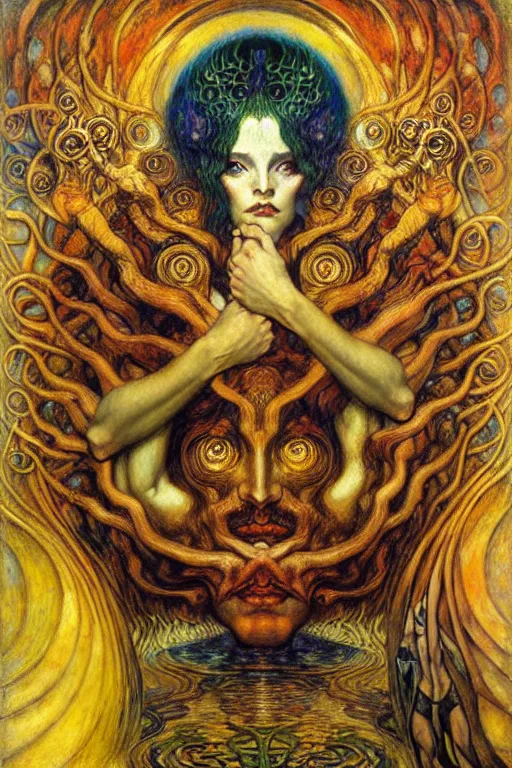 Image similar to Divine Chaos Engine by Karol Bak, Jean Delville, William Blake, Gustav Klimt, and Vincent Van Gogh, symbolist, visionary