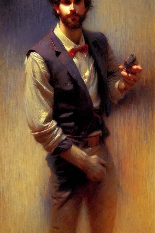 Prompt: attractive male, painting by gaston bussiere, ilya kuvshinov