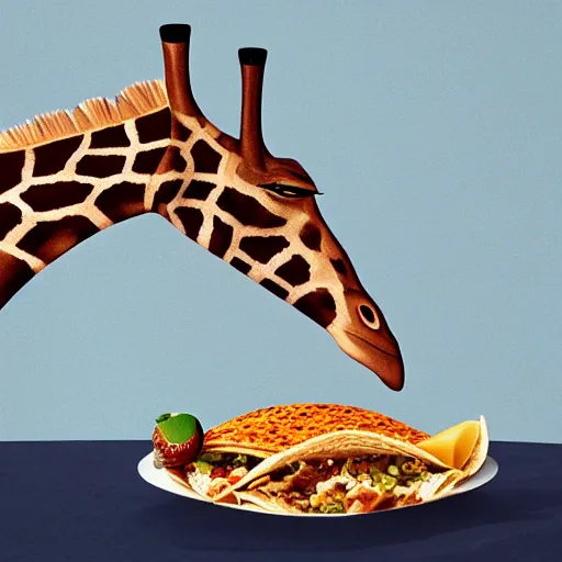 Prompt: a giraffe eating tacos, realistic, concept art, 8k