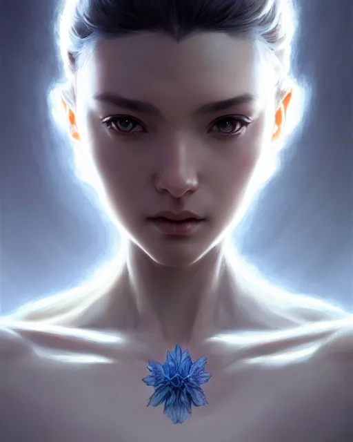 Image similar to concept art by artgerm, crystal flower, soft grey and blue natural light, intricate, highly detailed dark art, digital painting, artstation, concept art, smooth, sharp focus, illustration, art by greg rutkowski and luis rollo and uang guangjian and gil elvgren, symmetry!