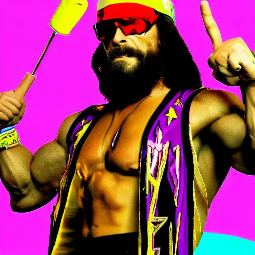 Prompt: macho man randy savage illustrated by boris valejo, 4 k detail