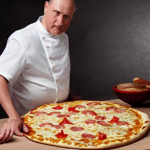 Prompt: A still of the Emperor making a pizza, 4k, photograph, ultra realistic, highly detailed, professional lighting