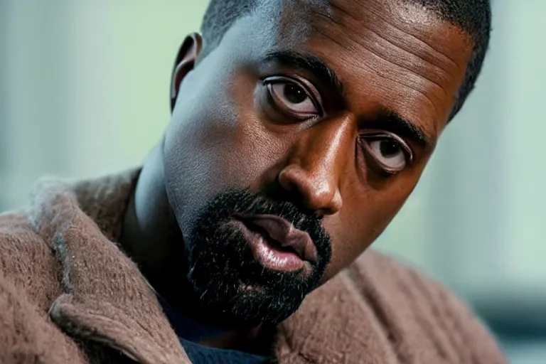 Image similar to Sterling K. Brown as Kanye West in 'JEEN-YUHS' (2022), movie still frame, promotional image, imax 70 mm footage, oscar nominated cinematography, volumetric lighting, 8k resolution