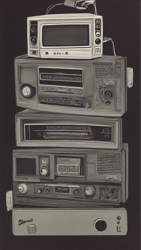 Image similar to 1 9 8 0 s airbrush surrealism illustration of a radio by dennis magdich