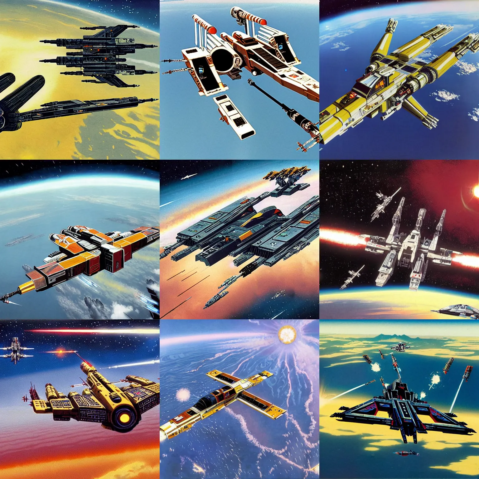 Prompt: an x - wing designed by chris foss