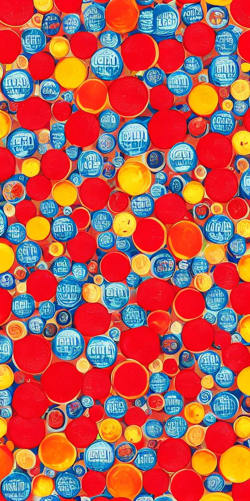 Image similar to a seamless repeating pattern of campari soda, colourful, symmetrical, repeating 35mm photography, in the style of toiletpaper magazine, surreal, high detail, photograph by Pierpaolo Ferrari