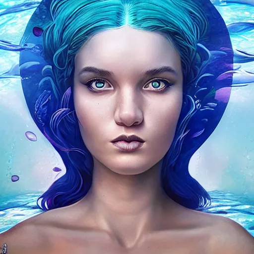 Image similar to Underwater mermaid portrait, Pixar style, by Tristan Eaton Stanley Artgerm and Tom Bagshaw.