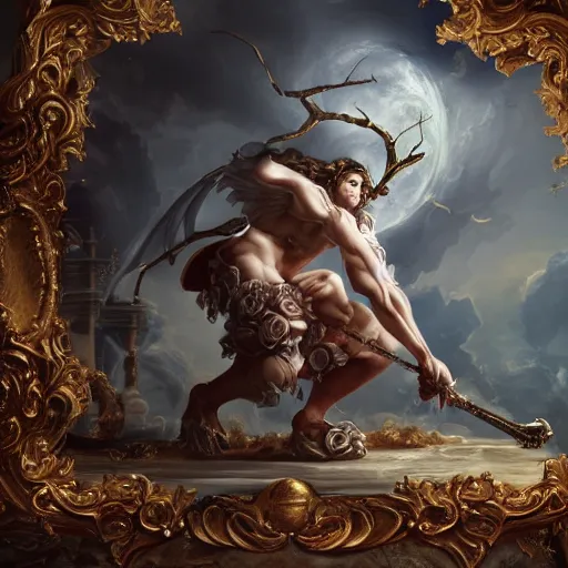 Prompt: A epic and beautiful rococo painting of a Angelic Werewolf. Castlevania style. ultra-detailed. Anime, pixiv, UHD 8K CryEngine, octane render