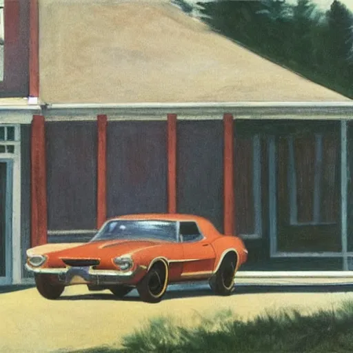 Prompt: Dated a chick that lived on Cooterneck Road, She had a catfish Camero and was cooler than me, by Edward Hopper