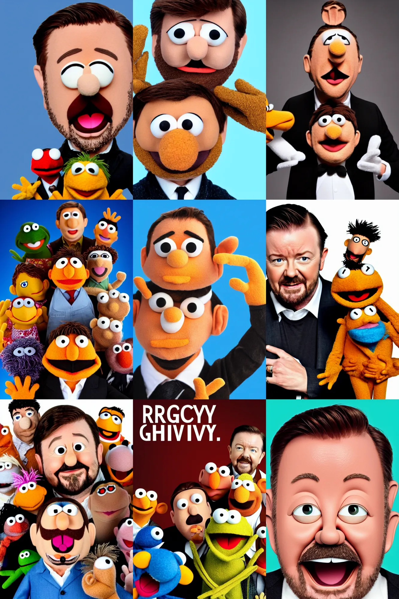 Prompt: ricky gervais as a muppet, high quality, 4 k