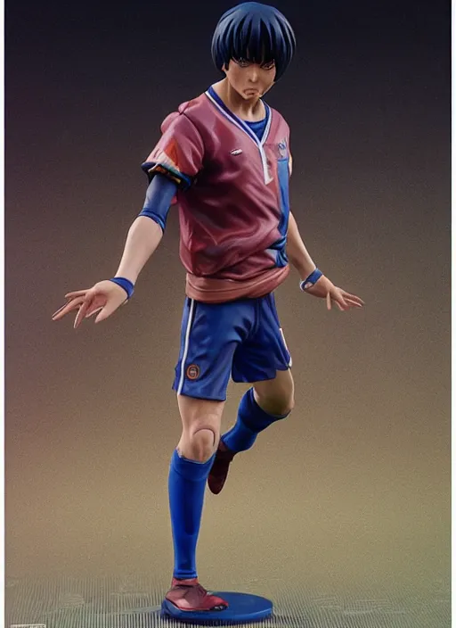 Prompt: captain tsubasa anime figurine, soccer, art by gerald brom, greg rutkowski and artgerm and james jean and zdzisław beksinski, unreal engine, studio lighting