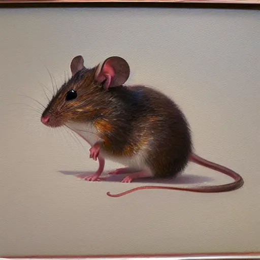 Image similar to a beautiful, soulful oil painting of a mouse by craig mullins