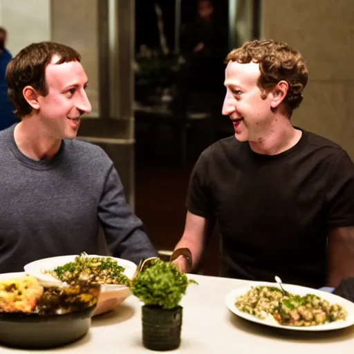 Prompt: Gul dukat eating dinner with Mark Zuckerberg at the four seasons