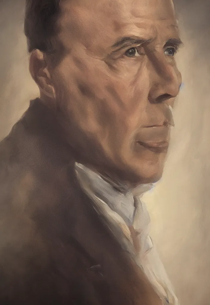Image similar to high quality oil painting portrait of Sherlock Holmes, volumetric and perfect lighting, 4k, 8k, HD