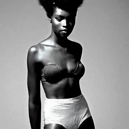 Image similar to aesthetic photo of a beautiful 1 9 8 7 black young female model, trending on pinterest