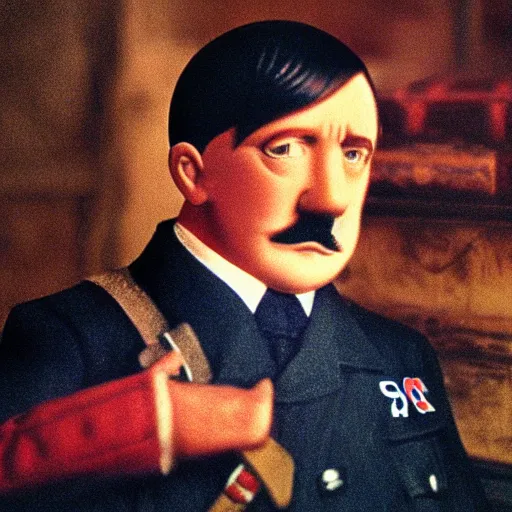 Prompt: A still of Adolf Hitler as a smiling muppet, 4k, photoreal, photograph, highly detailed, epic lighting, award winning