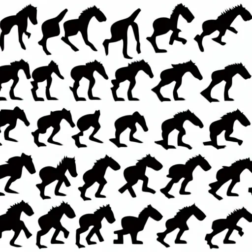 Prompt: animation sprite sheet of a running horse