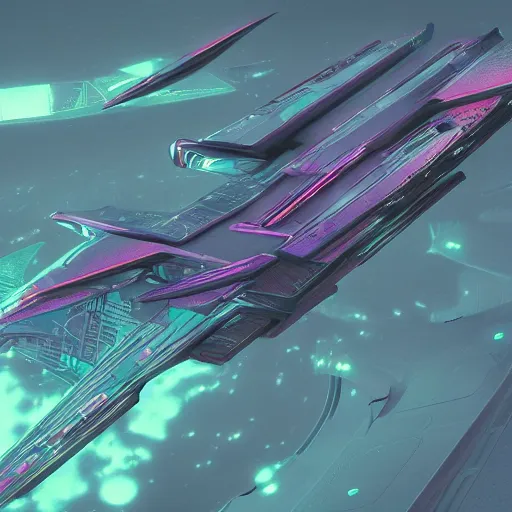 Prompt: an interdimensional travelling plane, cyberpunk aesthetic, abstract, highly - detailed