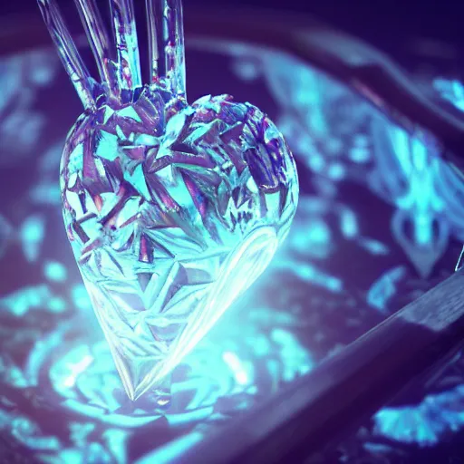 Image similar to crystalline anatomical heart with a flame inside, closeup, detailed, realistic, cinematic lighting, unreal engine, cgsociety, detailed