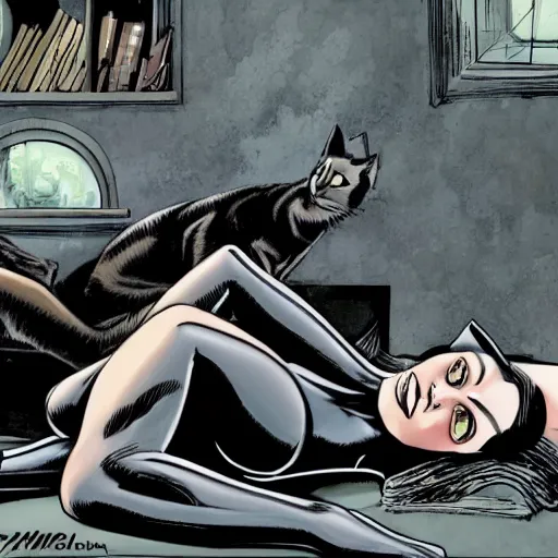 Prompt: Catwoman laying down