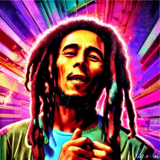 Image similar to cyberpunk bob marley