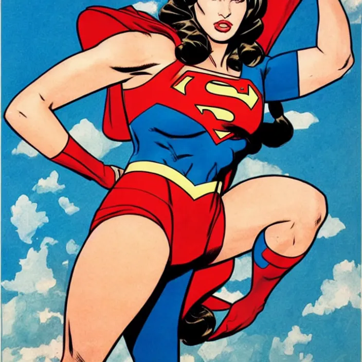 Image similar to megan fox as super girl by jack kirby