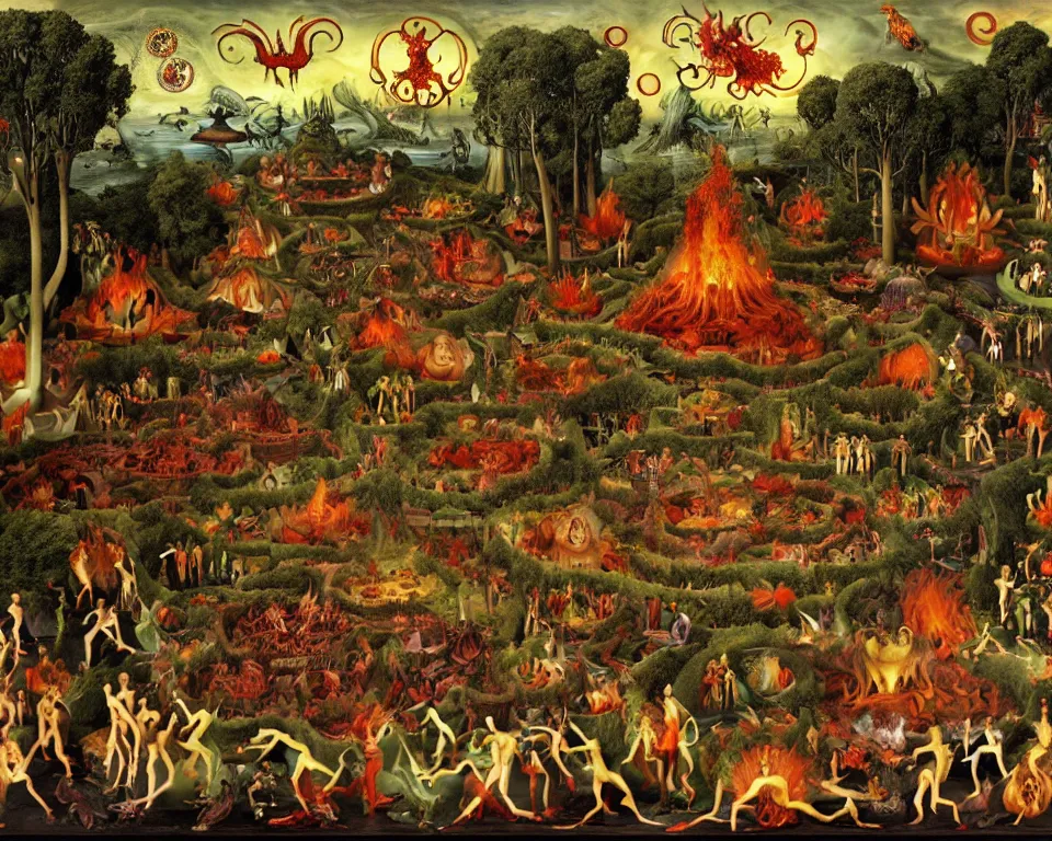 Image similar to garden of eternal delights hell by hieronymus bosh