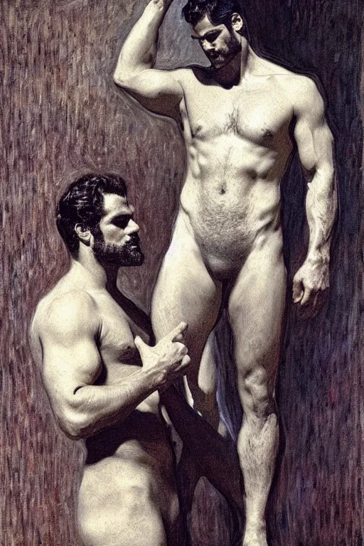 Prompt: henry cavill as a candlestick maker, painting by tom of finland, gaston bussiere, craig mullins, j. c. leyendecker, claude monet