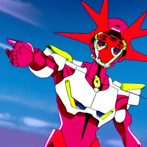 Prompt: Rupaul in Neon Genesis Evangelion, Mecha, fighting aliens, cinematic