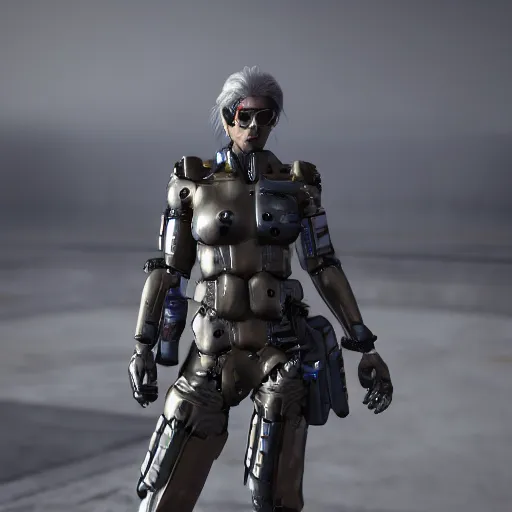 Image similar to Sundowner cyborg mercenary from metal gear video game wearing a dress, fully detailed, high quality , 4k , octane render , soft lightening , masterpiece