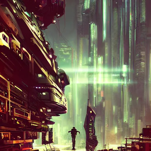 Prompt: giant robot, cyberpunk art by stephan martiniere, behance contest winner, panfuturism, dystopian art, poster art, sci - fi