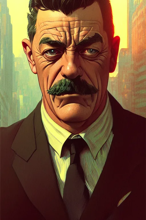 Prompt: a portrait of j jonah jameson, fantasy, sharp focus, intricate, elegant, digital painting, artstation, matte, highly detailed, concept art, illustration, ambient lighting, art by ilya kuvshinov, artgerm, alphonse mucha, and greg rutkowski