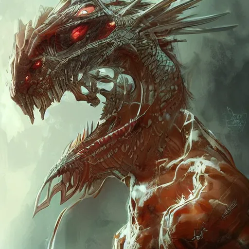 Image similar to Cyborg dragon portrait, artstation