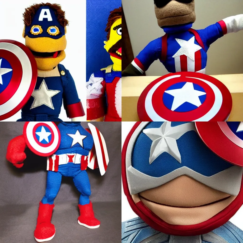 Prompt: captain america as a muppet