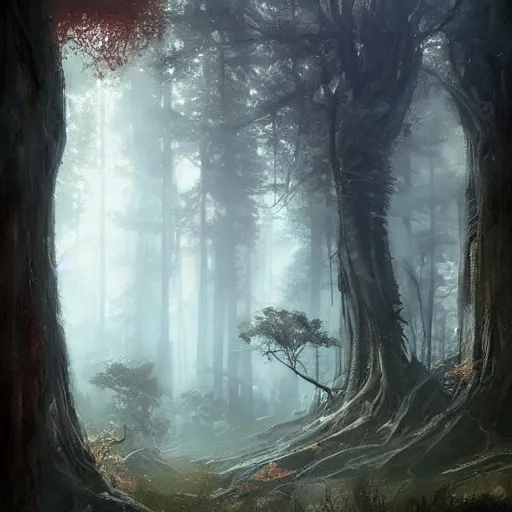 Image similar to fantastical forest by Greg Rutkowski