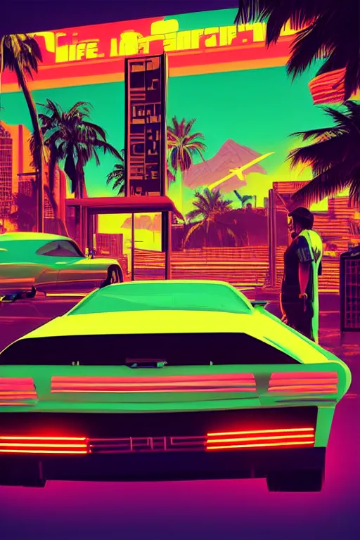 Image similar to life in the caspian hood. gta vice city art style. borderland art style. pop art, no duplicate image, glowing lights, ultra details, digital painting, artstation, concept art, smooth, sharp focus, illustration, intecrate details, art by richard hamilton and mimmo rottela, pixels art by kirokaze and paul robertson