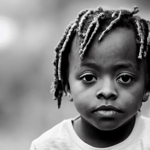 Image similar to the face of young juice wrld at 1 years old, black and white portrait by julia cameron, chiaroscuro lighting, shallow depth of field, 8 0 mm, f 1. 8