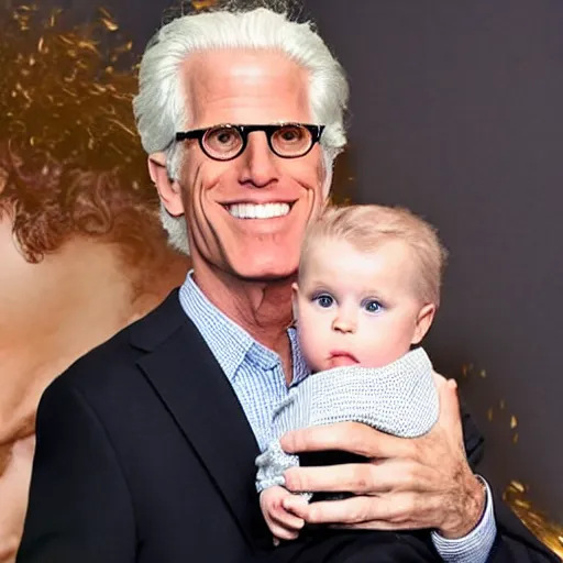 Prompt: ted danson holding a baby larry david