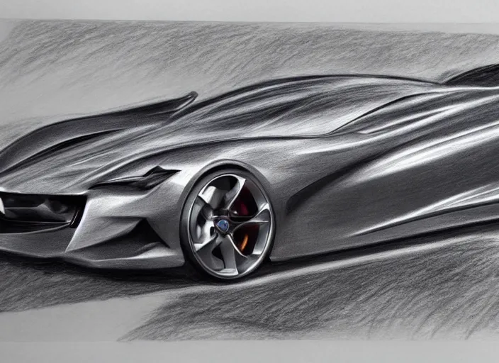 Image similar to concept non - coloring pencil drawing of a new sport car.