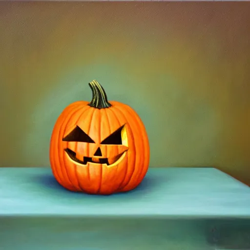 Prompt: pumpkin dream, oil on canvas, surrealism