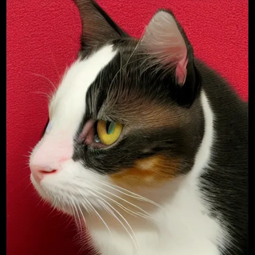 Image similar to a calico kitty side view