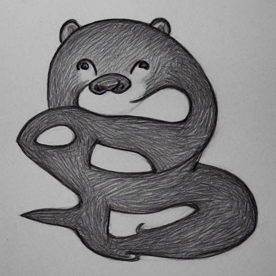 Image similar to pencil sketch!!! of a stylized otter symbol logo!!!