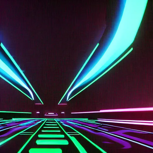 Image similar to tron from the 8 0's but using current day effects, 4 k, 8 k, ultrarealistic, by greg rudowski