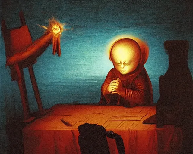 Image similar to burning the midnight oil, a simple vector pop surrealism, by ( leonardo da vinci ) and greg rutkowski and rafal olbinski