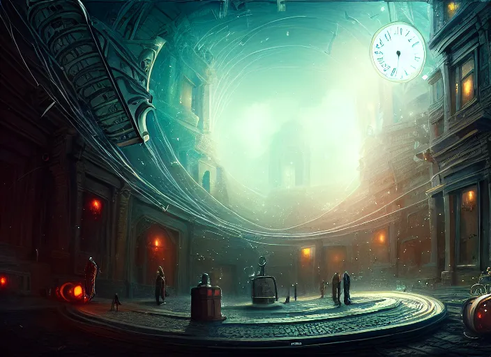 Image similar to time travel machine, time travel, illustration, high quality, details, intricate, atmosphere, highly detailed, cinematic, digital painting, deviantart, cinematic, concept art