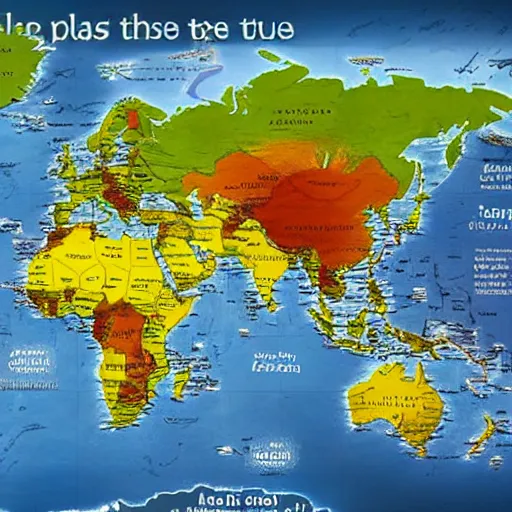 Image similar to a world map showing where the most treasure is located