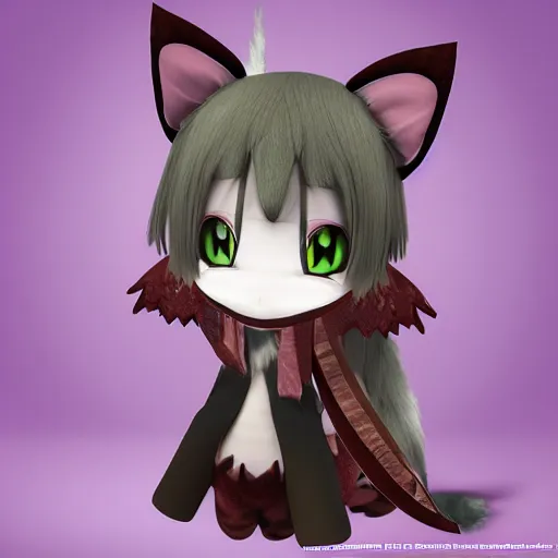 Prompt: cute fumo plush of a catgirl priestess of the cathedral of the forest, feline catmaiden, vray