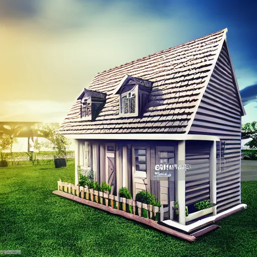 Image similar to a stock photo of a house, isometric, realistic, hdr