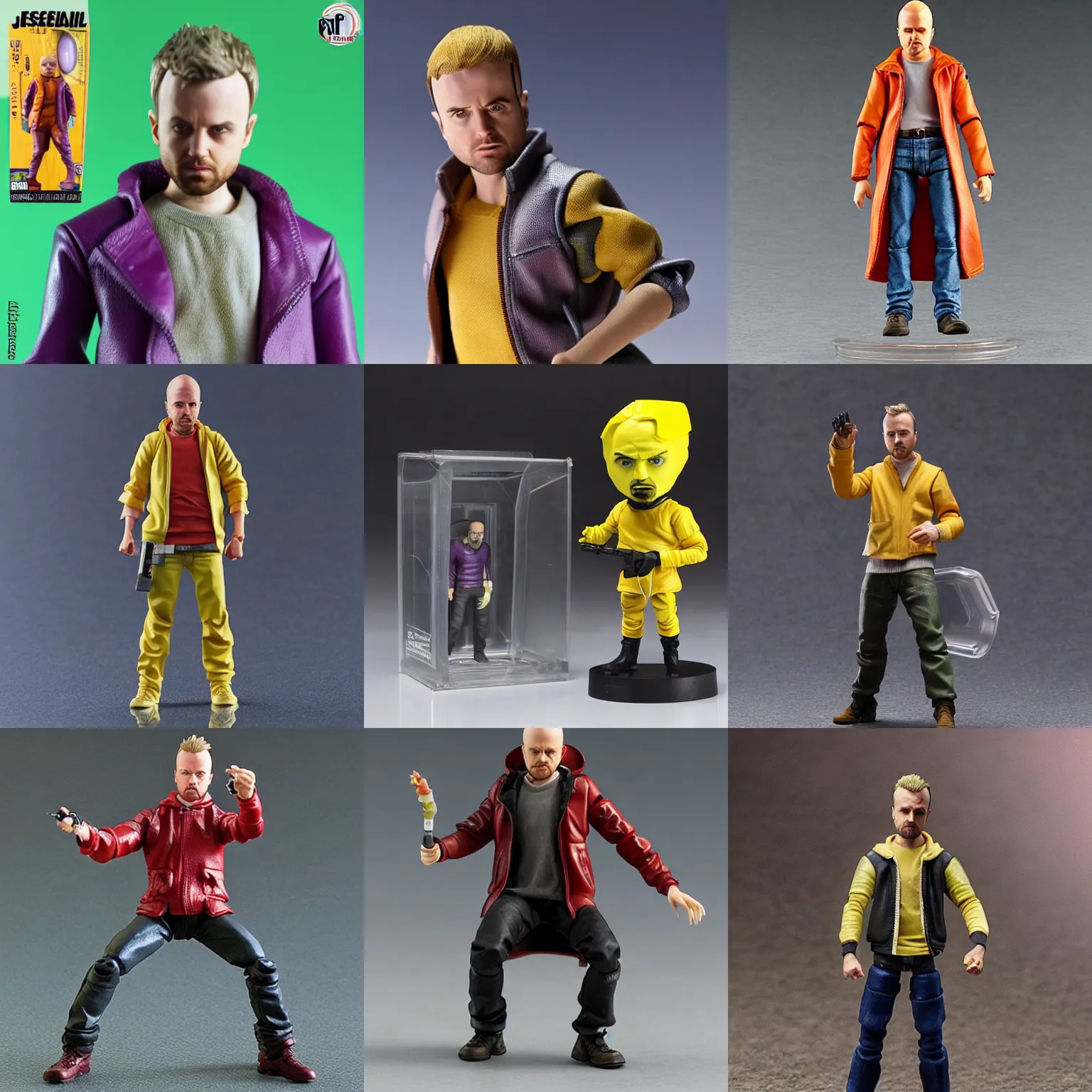 Prompt: Jesse Pinkman action figure, pvc poseable